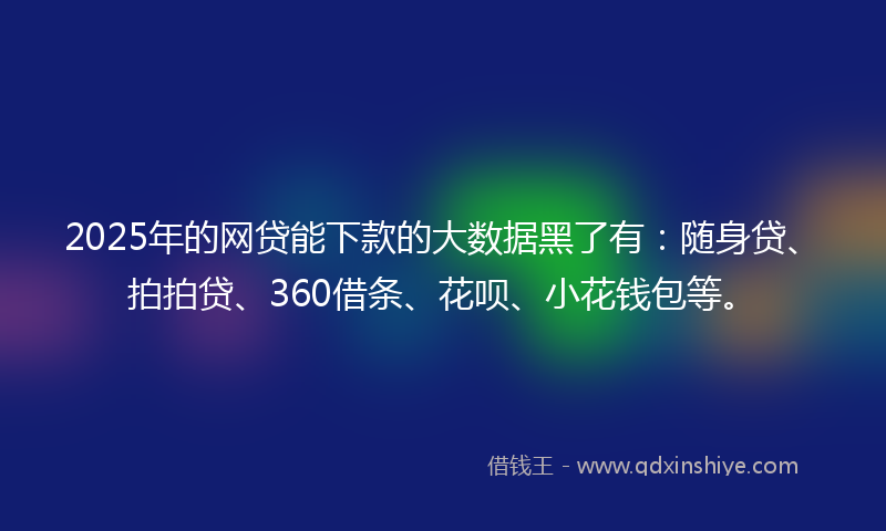 2025年的网贷能下款的大数据黑了有：随身贷、拍拍贷、360借条、花呗、小花钱包等。