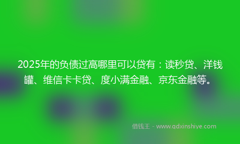 2025年的负债过高哪里可以贷有：读秒贷、洋钱罐、维信卡卡贷、度小满金融、京东金融等。