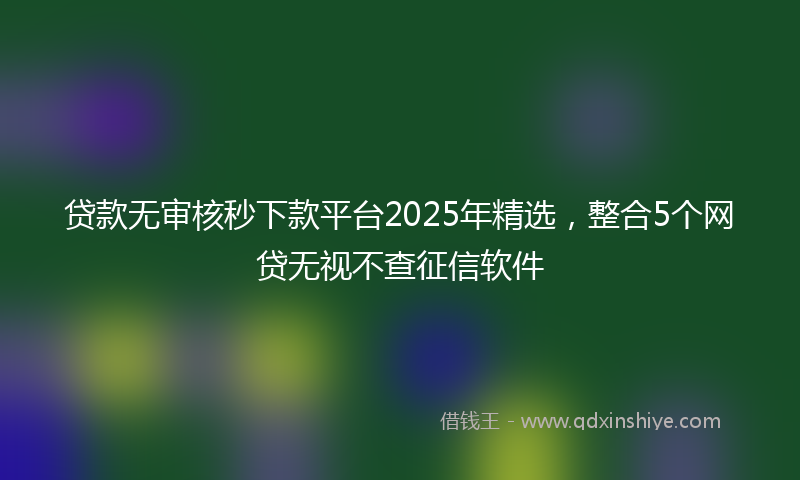 贷款无审核秒下款平台2025年精选，整合5个网贷无视不查征信软件