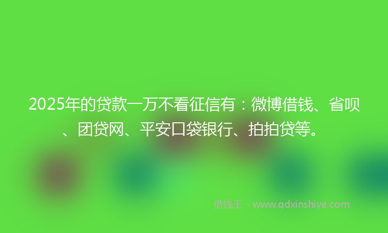 2025年的贷款一万不看征信有：微博借钱、省呗、团贷网、平安口袋银行、拍拍贷等。