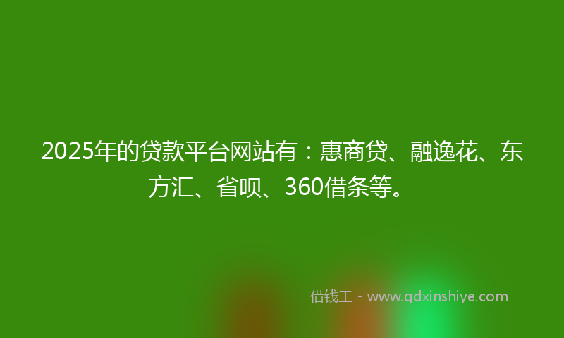 2025年的贷款平台网站有：惠商贷、融逸花、东方汇、省呗、360借条等。