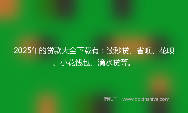 2025年的贷款大全下载有：读秒贷、省呗、花呗、小花钱包、滴水贷等。