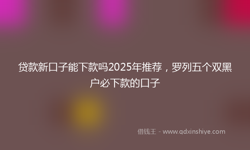 贷款新口子能下款吗2025年推荐，罗列五个双黑户必下款的口子