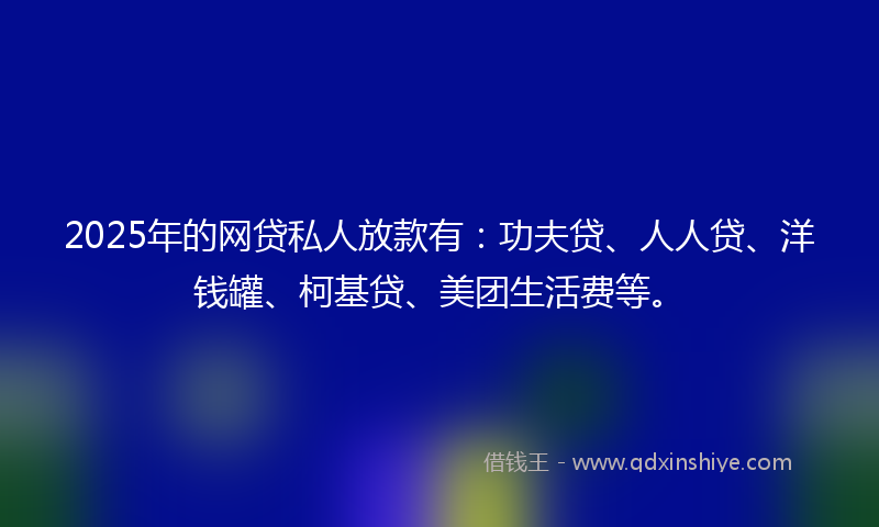 2025年的网贷私人放款有：功夫贷、人人贷、洋钱罐、柯基贷、美团生活费等。