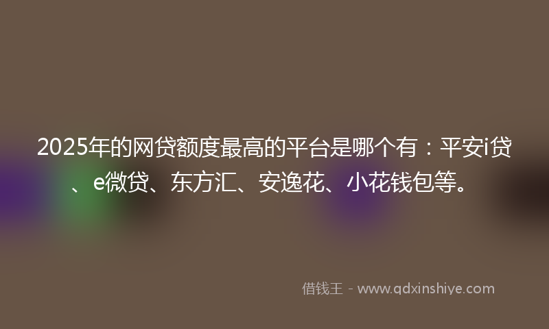 2025年的网贷额度最高的平台是哪个有：平安i贷、e微贷、东方汇、安逸花、小花钱包等。