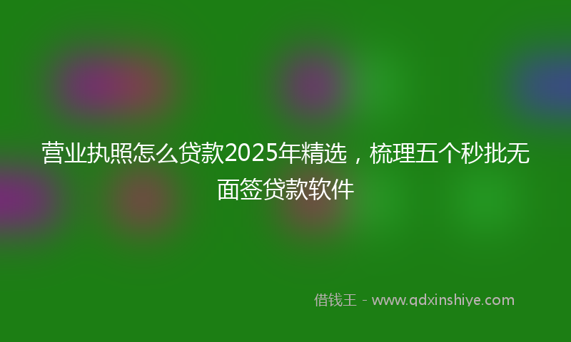 营业执照怎么贷款2025年精选，梳理五个秒批无面签贷款软件