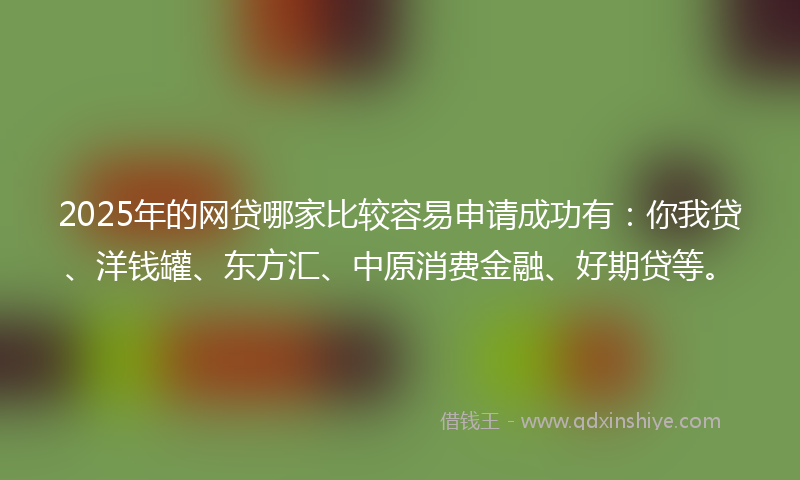 2025年的网贷哪家比较容易申请成功有：你我贷、洋钱罐、东方汇、中原消费金融、好期贷等。