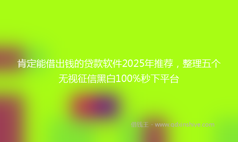 肯定能借出钱的贷款软件2025年推荐，整理五个无视征信黑白100%秒下平台