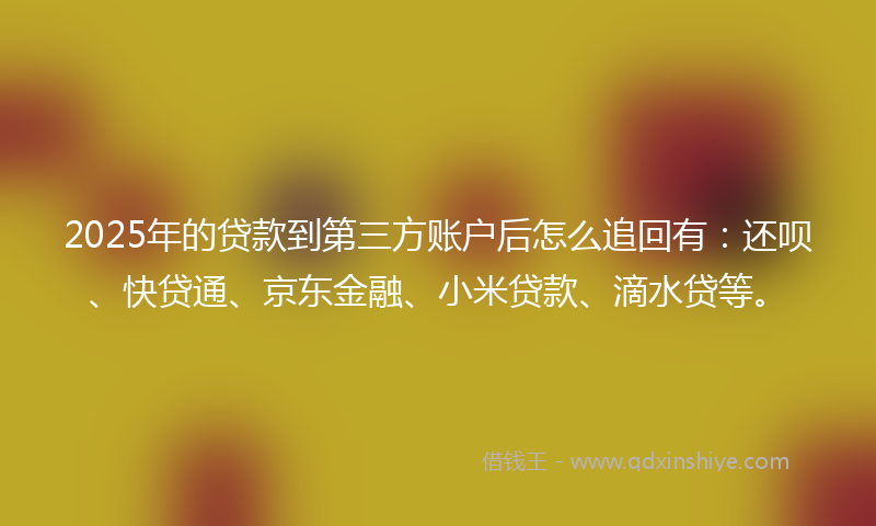 2025年的贷款到第三方账户后怎么追回有：还呗、快贷通、京东金融、小米贷款、滴水贷等。