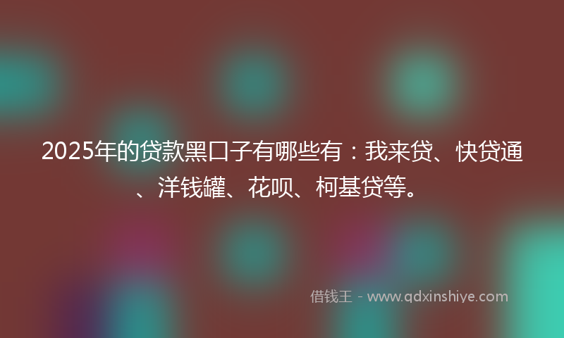 2025年的贷款黑口子有哪些有：我来贷、快贷通、洋钱罐、花呗、柯基贷等。