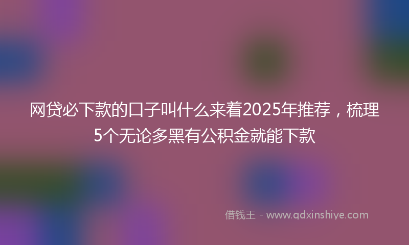 网贷必下款的口子叫什么来着2025年推荐，梳理5个无论多黑有公积金就能下款