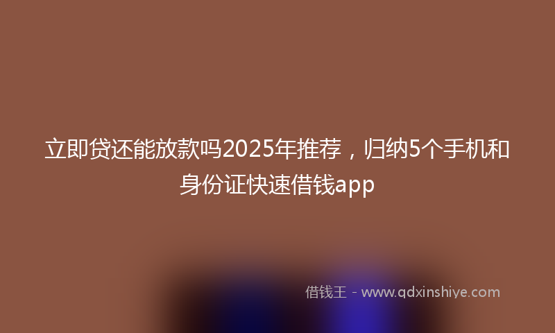 立即贷还能放款吗2025年推荐，归纳5个手机和身份证快速借钱app