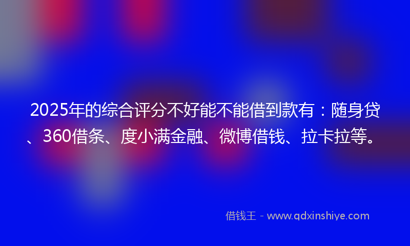 2025年的综合评分不好能不能借到款有：随身贷、360借条、度小满金融、微博借钱、拉卡拉等。