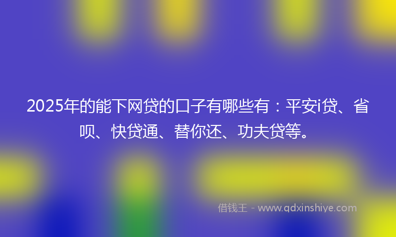 2025年的能下网贷的口子有哪些有：平安i贷、省呗、快贷通、替你还、功夫贷等。