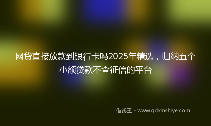 网贷直接放款到银行卡吗2025年精选，归纳五个小额贷款不查征信的平台