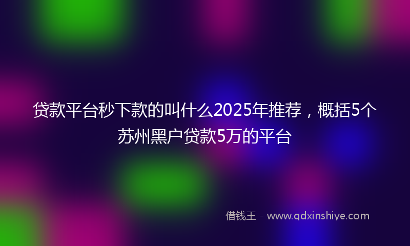 贷款平台秒下款的叫什么2025年推荐，概括5个苏州黑户贷款5万的平台