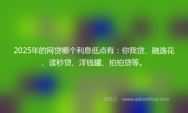 2025年的网贷哪个利息低点有：你我贷、融逸花、读秒贷、洋钱罐、拍拍贷等。