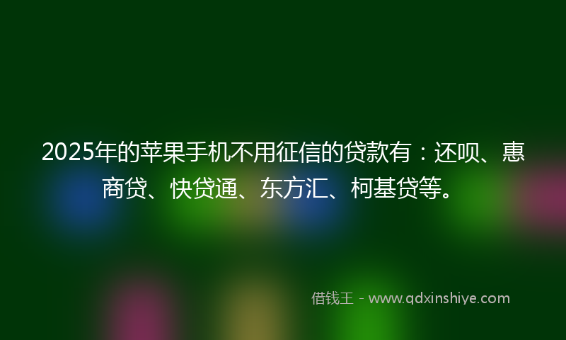 2025年的苹果手机不用征信的贷款有：还呗、惠商贷、快贷通、东方汇、柯基贷等。