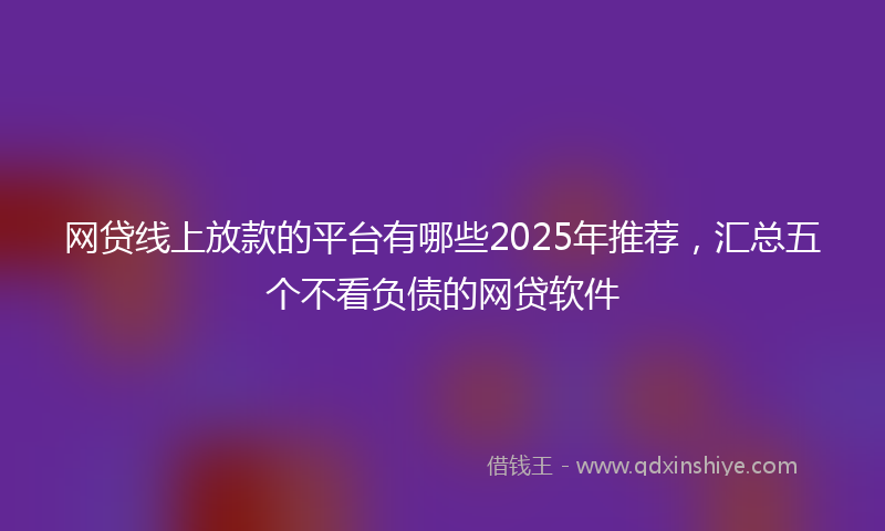 网贷线上放款的平台有哪些2025年推荐，汇总五个不看负债的网贷软件