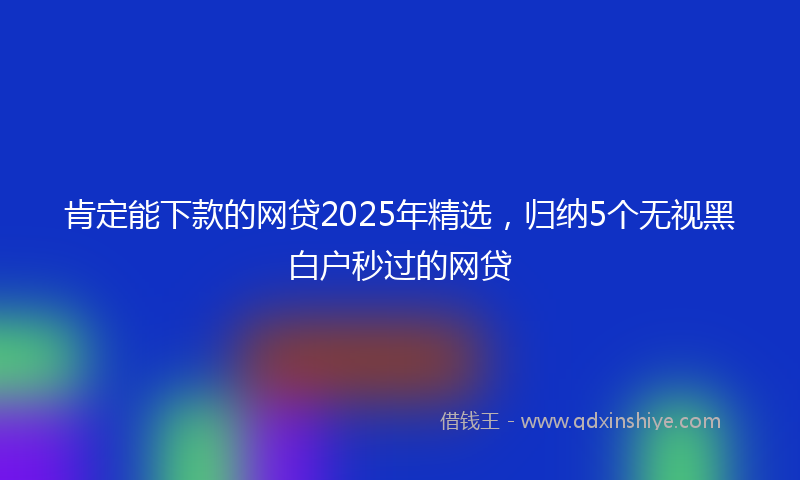 肯定能下款的网贷2025年精选，归纳5个无视黑白户秒过的网贷