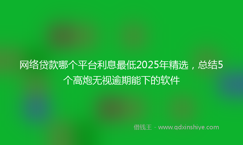 网络贷款哪个平台利息最低2025年精选，总结5个高炮无视逾期能下的软件