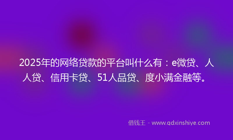 2025年的网络贷款的平台叫什么有：e微贷、人人贷、信用卡贷、51人品贷、度小满金融等。