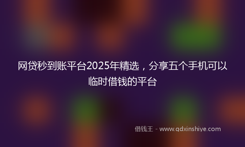 网贷秒到账平台2025年精选，分享五个手机可以临时借钱的平台