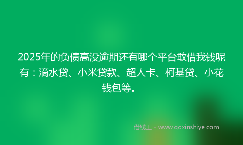 2025年的负债高没逾期还有哪个平台敢借我钱呢有：滴水贷、小米贷款、超人卡、柯基贷、小花钱包等。