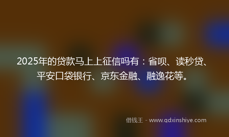 2025年的贷款马上上征信吗有：省呗、读秒贷、平安口袋银行、京东金融、融逸花等。