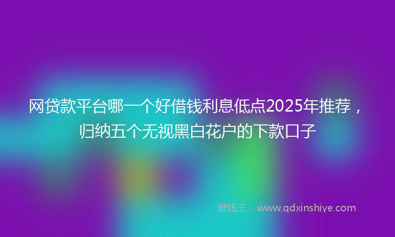 网贷款平台哪一个好借钱利息低点2025年推荐，归纳五个无视黑白花户的下款口子