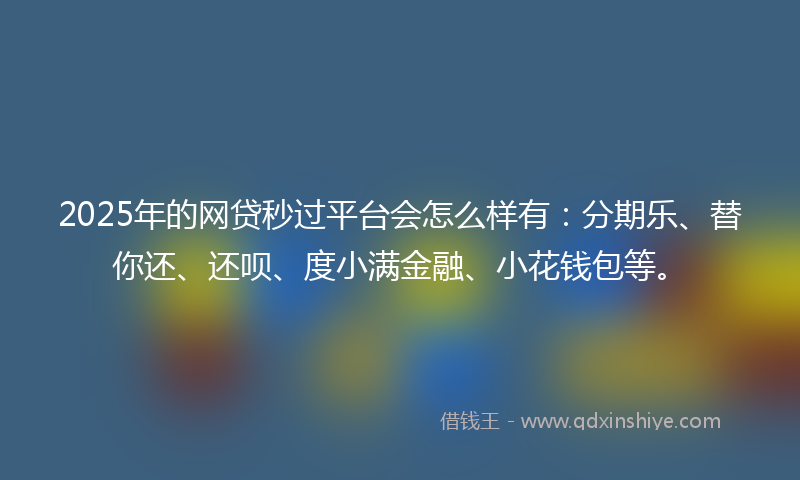 2025年的网贷秒过平台会怎么样有：分期乐、替你还、还呗、度小满金融、小花钱包等。