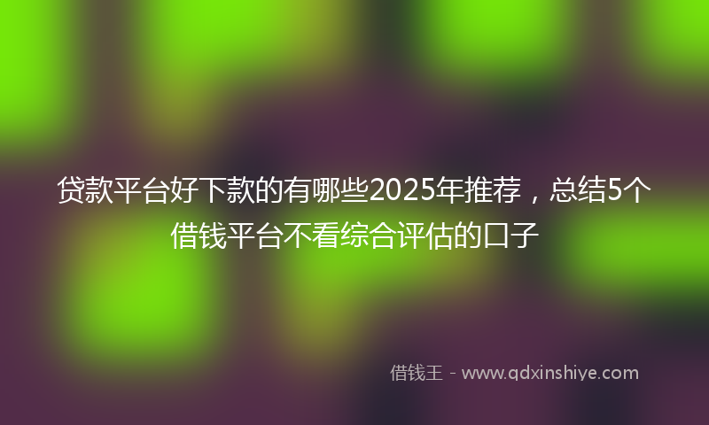 贷款平台好下款的有哪些2025年推荐，总结5个借钱平台不看综合评估的口子