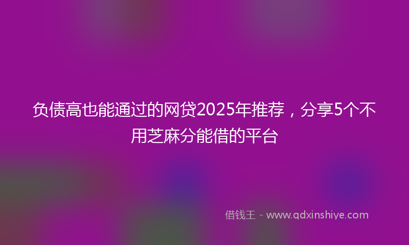 负债高也能通过的网贷2025年推荐，分享5个不用芝麻分能借的平台
