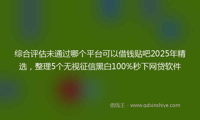 综合评估未通过哪个平台可以借钱贴吧2025年精选，整理5个无视征信黑白100%秒下网贷软件