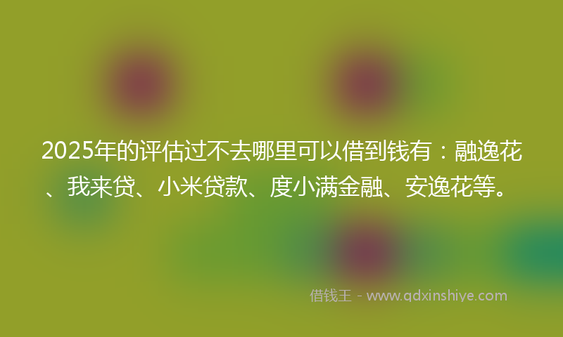 2025年的评估过不去哪里可以借到钱有：融逸花、我来贷、小米贷款、度小满金融、安逸花等。