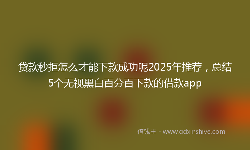 贷款秒拒怎么才能下款成功呢2025年推荐，总结5个无视黑白百分百下款的借款app