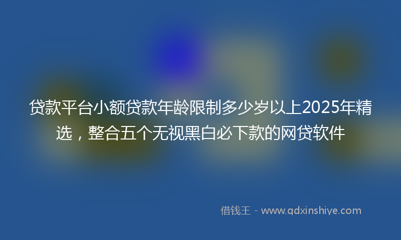 贷款平台小额贷款年龄限制多少岁以上2025年精选，整合五个无视黑白必下款的网贷软件