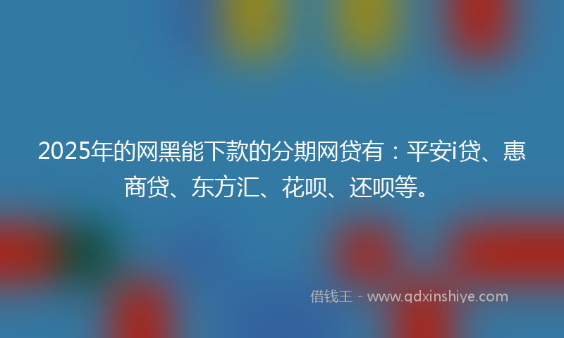 2025年的网黑能下款的分期网贷有：平安i贷、惠商贷、东方汇、花呗、还呗等。