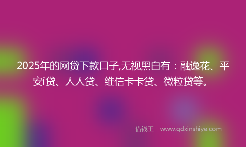 2025年的网贷下款口子,无视黑白有：融逸花、平安i贷、人人贷、维信卡卡贷、微粒贷等。