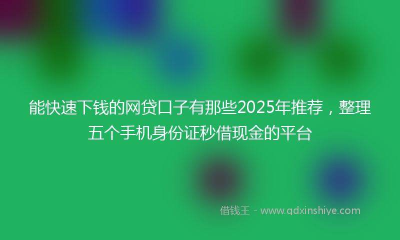 能快速下钱的网贷口子有那些2025年推荐，整理五个手机身份证秒借现金的平台