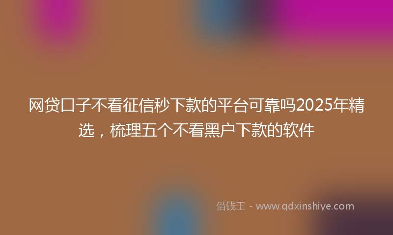 网贷口子不看征信秒下款的平台可靠吗2025年精选，梳理五个不看黑户下款的软件