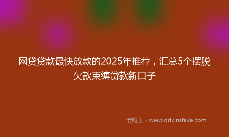 网贷贷款最快放款的2025年推荐，汇总5个摆脱欠款束缚贷款新口子