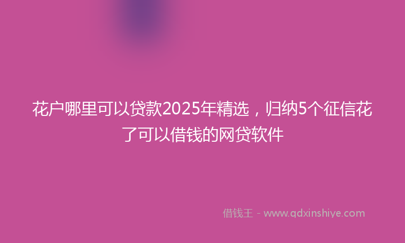 花户哪里可以贷款2025年精选，归纳5个征信花了可以借钱的网贷软件