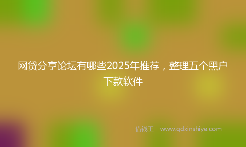 网贷分享论坛有哪些2025年推荐，整理五个黑户下款软件