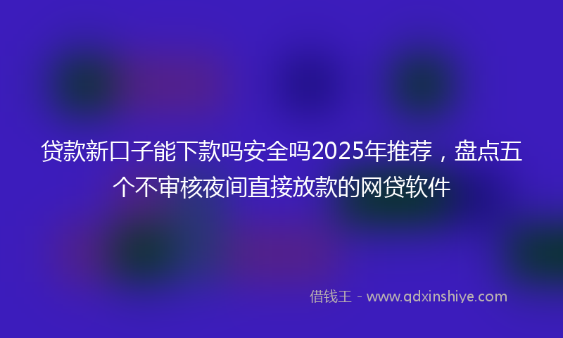 贷款新口子能下款吗安全吗2025年推荐，盘点五个不审核夜间直接放款的网贷软件