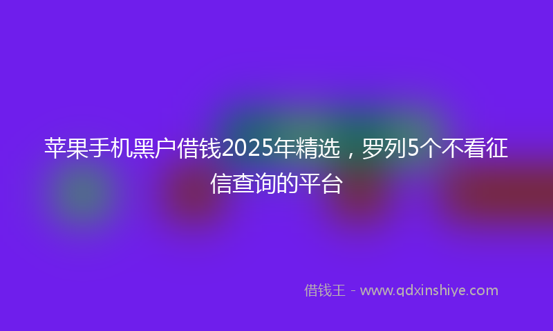 苹果手机黑户借钱2025年精选，罗列5个不看征信查询的平台