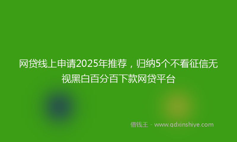 网贷线上申请2025年推荐，归纳5个不看征信无视黑白百分百下款网贷平台