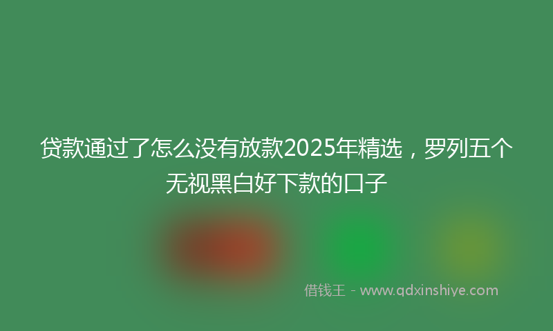 贷款通过了怎么没有放款2025年精选，罗列五个无视黑白好下款的口子