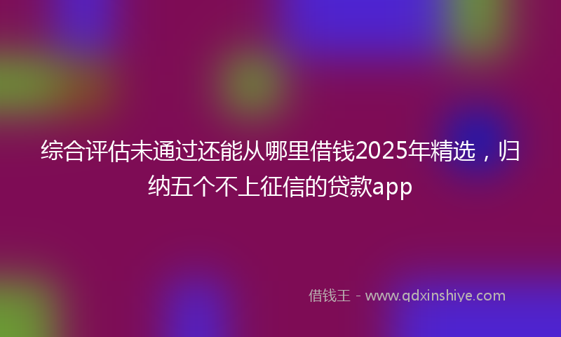 综合评估未通过还能从哪里借钱2025年精选，归纳五个不上征信的贷款app