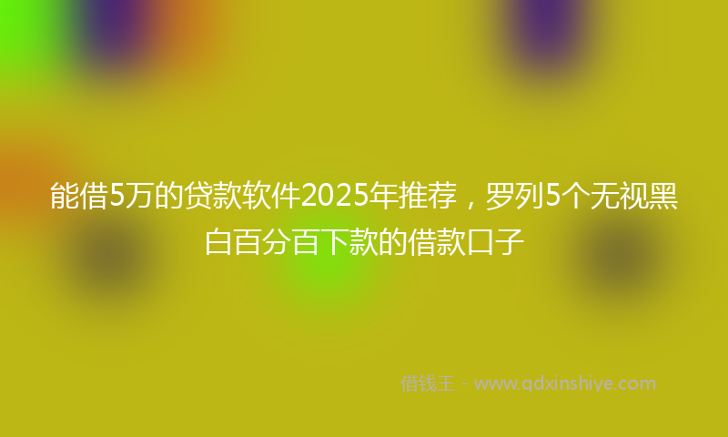 能借5万的贷款软件2025年推荐，罗列5个无视黑白百分百下款的借款口子